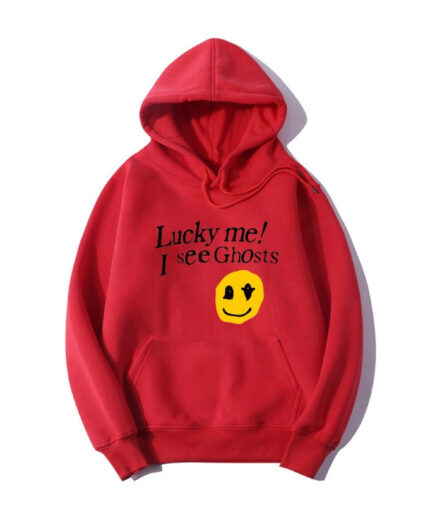 Lucky Me I See Ghosts Print Hoodie Red